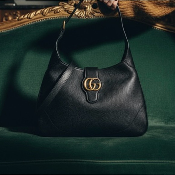 Gucci Aphrodite Medium Shoulder Bag – Black Goatskin Leather - Picture 7 of 16